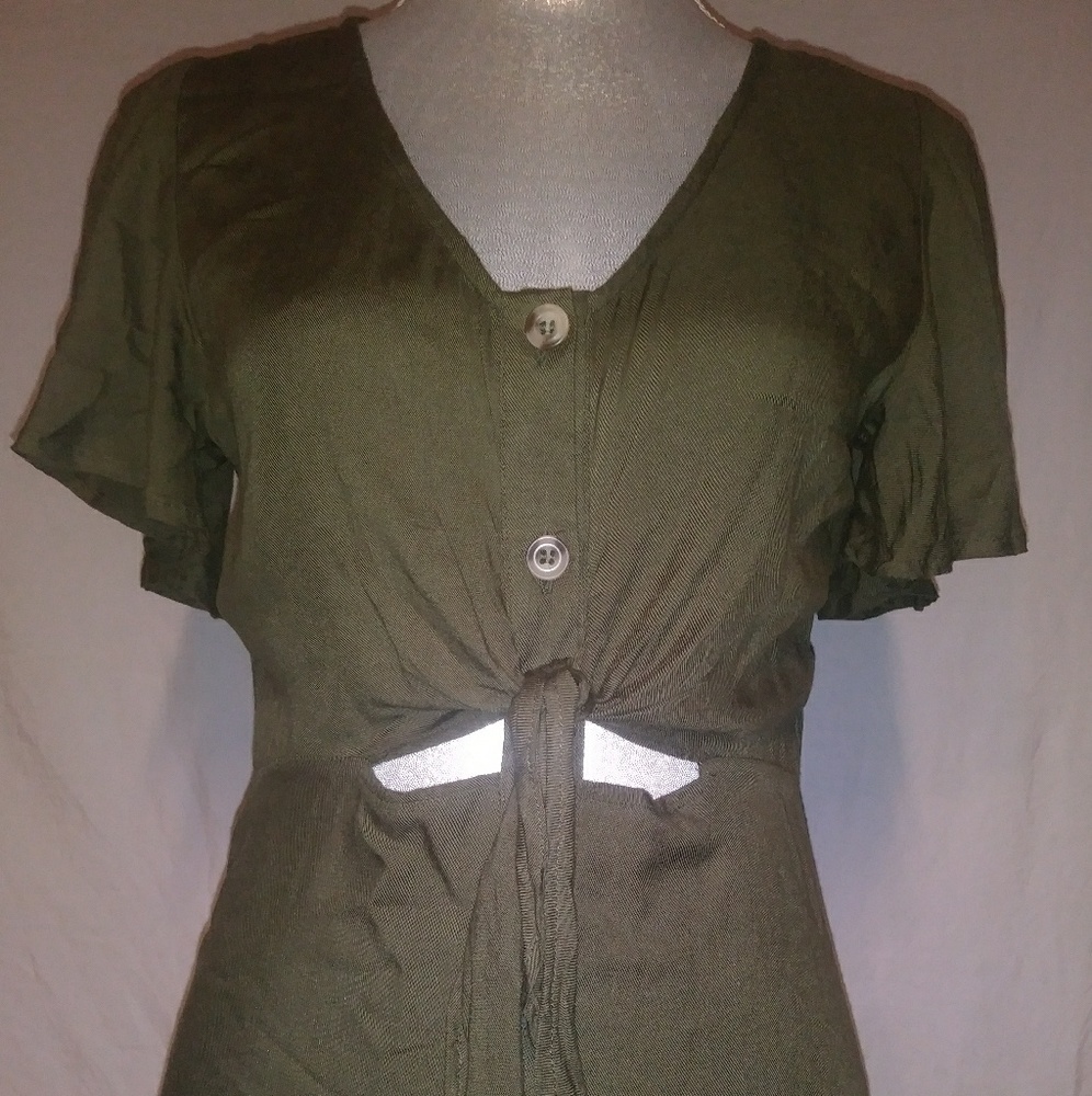 NWOT MiMi Chica Maxi Dress w/Slit Button Down - Picture 2 of 8